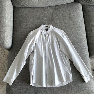 J Crew Slim Flex Oxford Button Down Shirt, Size: XL, Color: Heather Light Grey